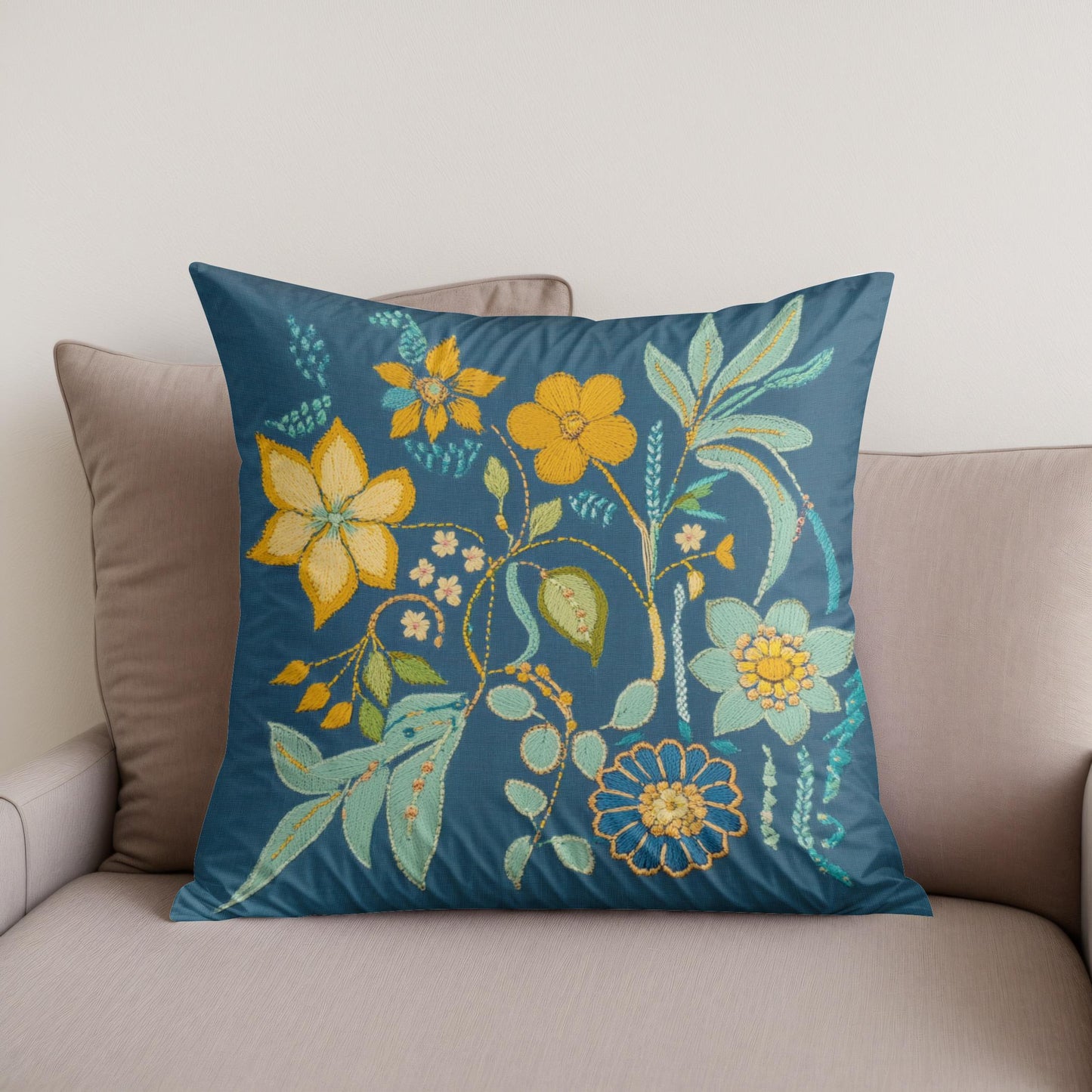 Blue Blossom Cotton Cushion