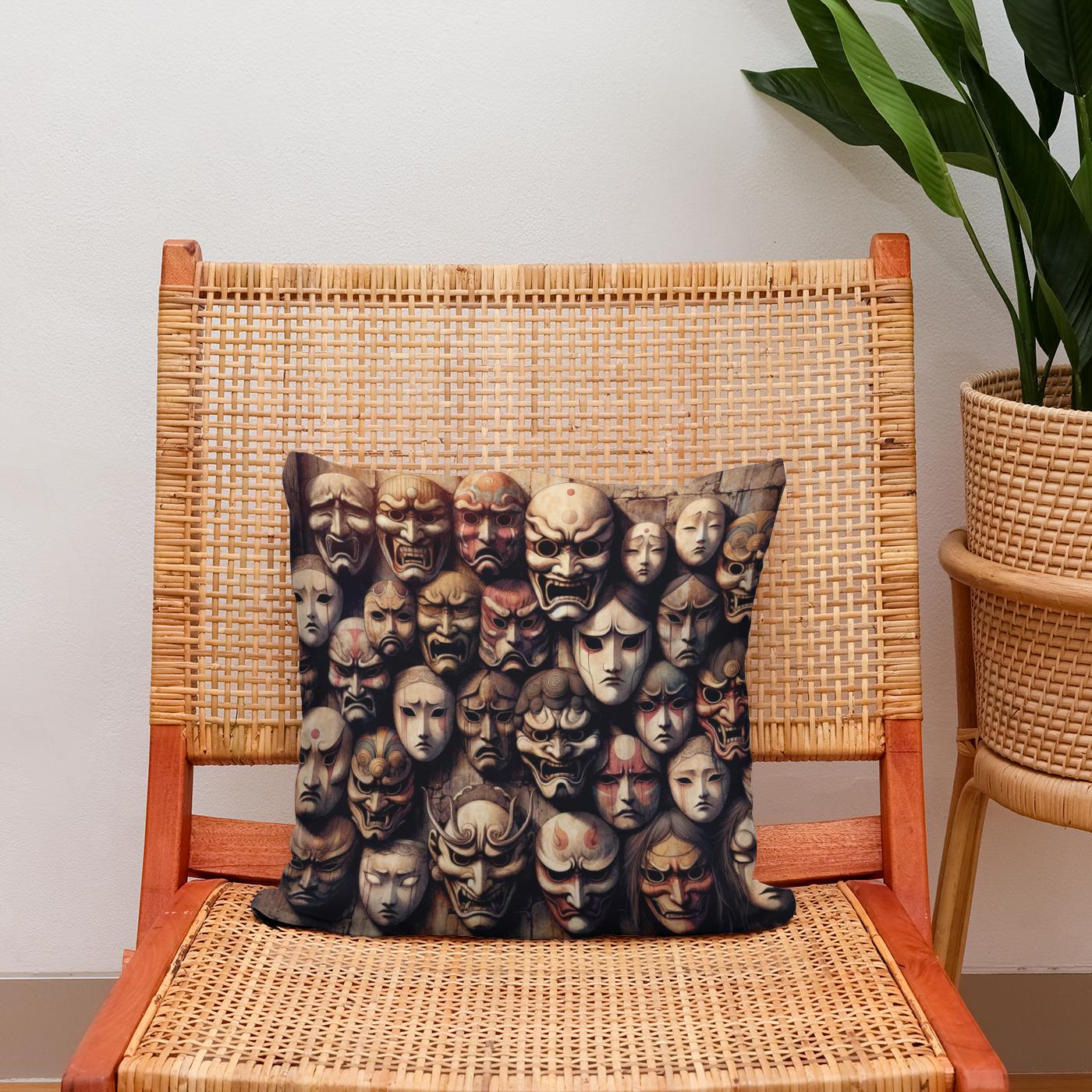 Mystery of Masks Cotton Cushion