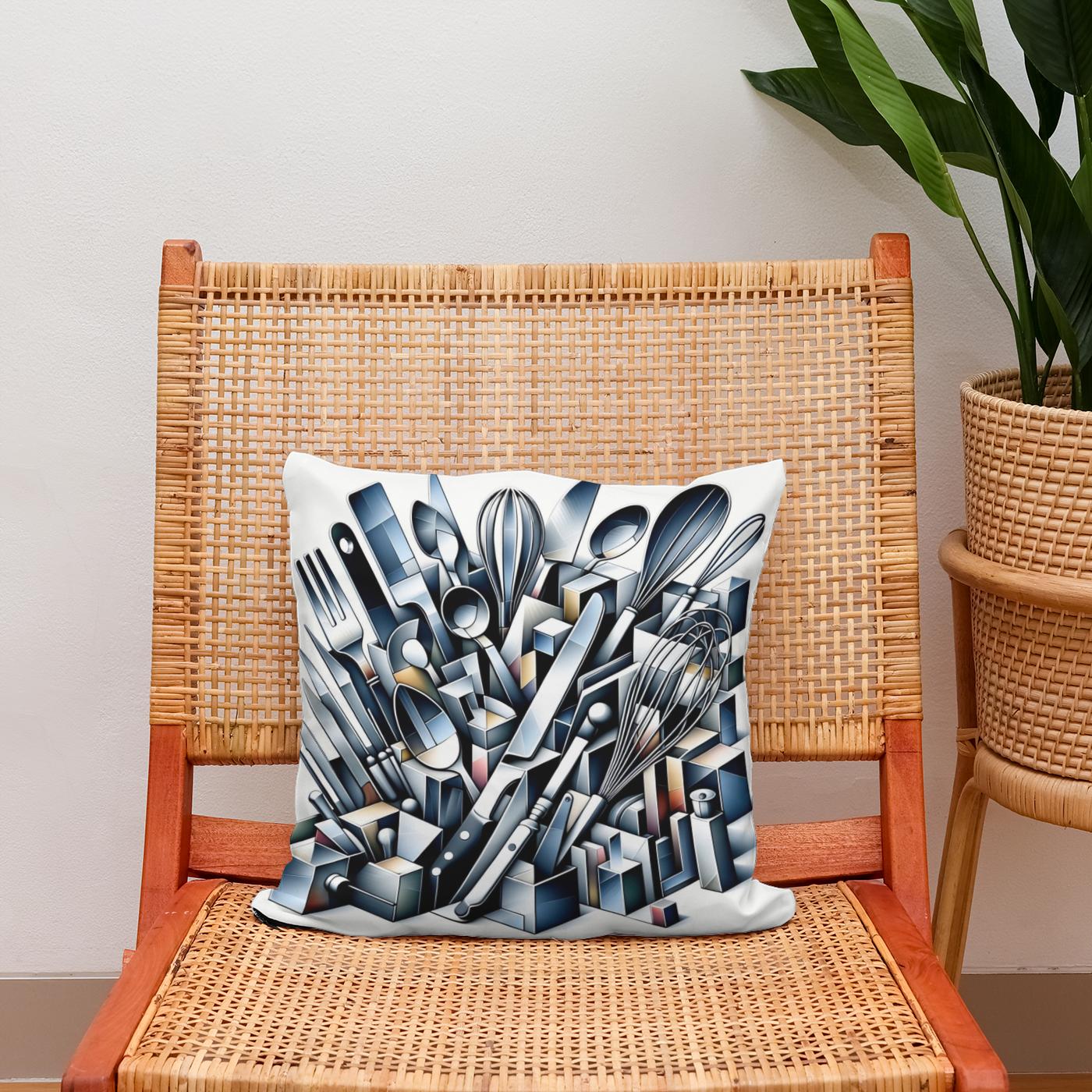 Cubist Kitchen Symphony Cotton Cushion