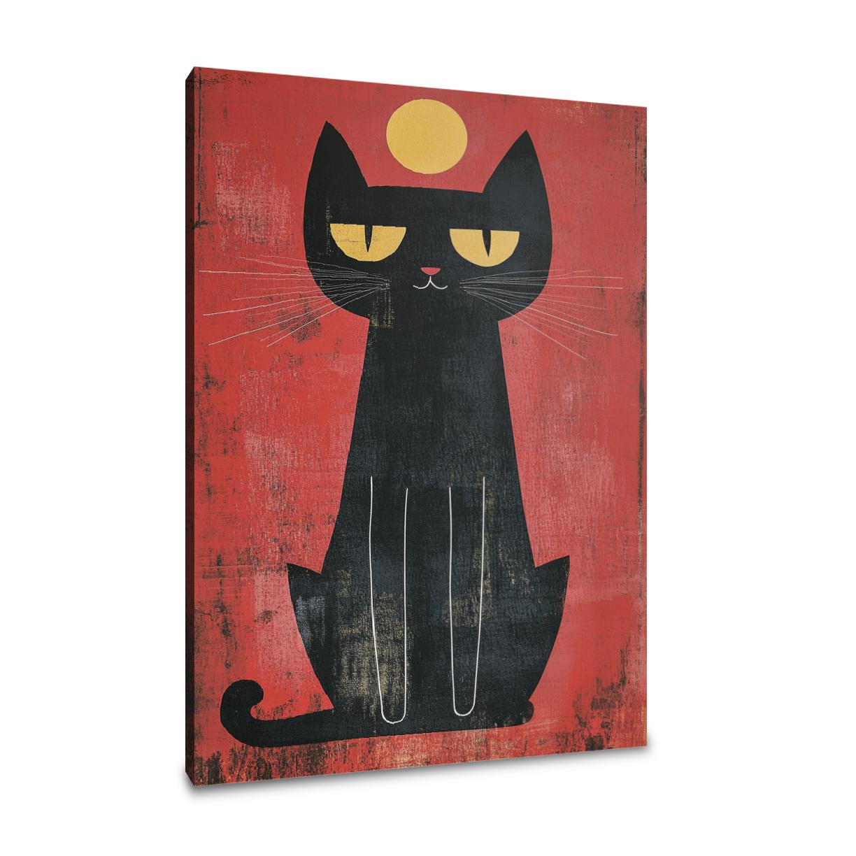 Edgy Black Cat Canvas