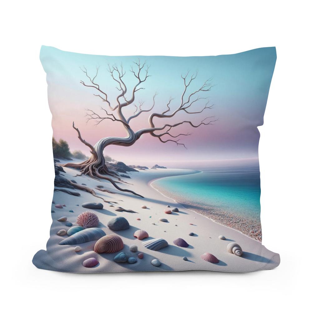 Serene Shoreline Cotton Cushion