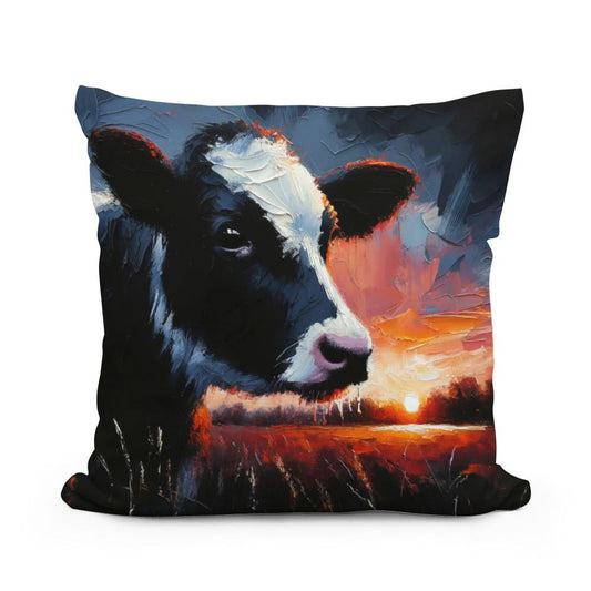 Dusk Solitude Cow Cotton Cushion