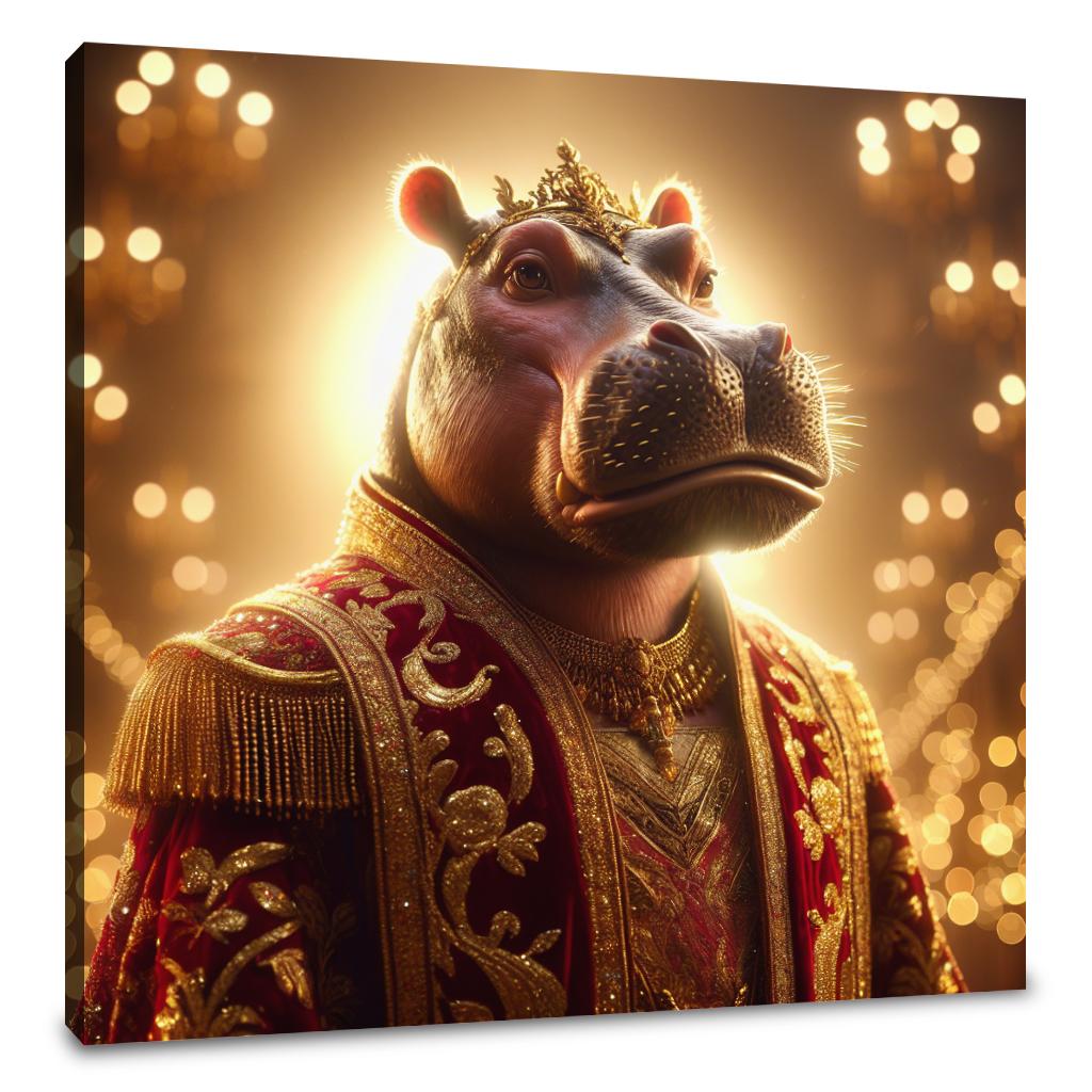Regal Hippopotamus Elegance Canvas