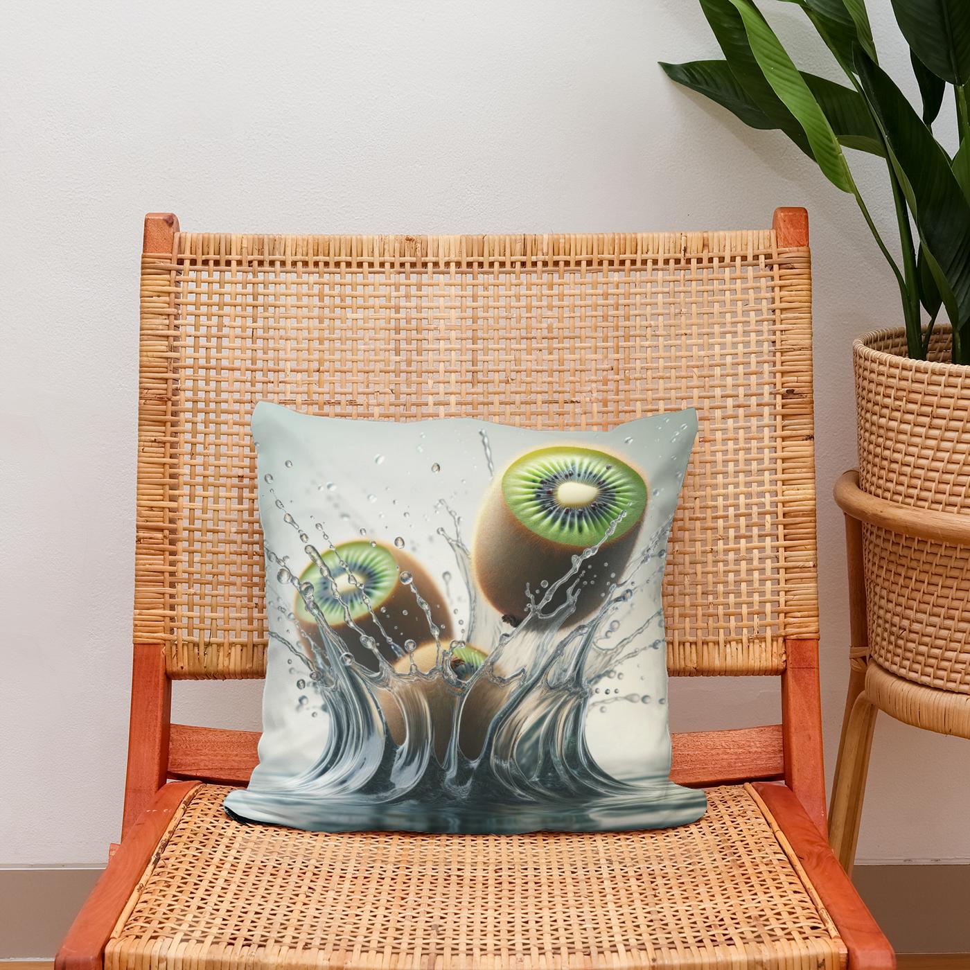 Kiwi Splash Elegance Cotton Cushion