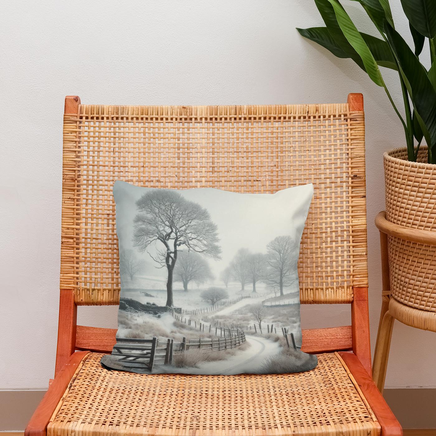 Winter Countryside Cotton Cushion