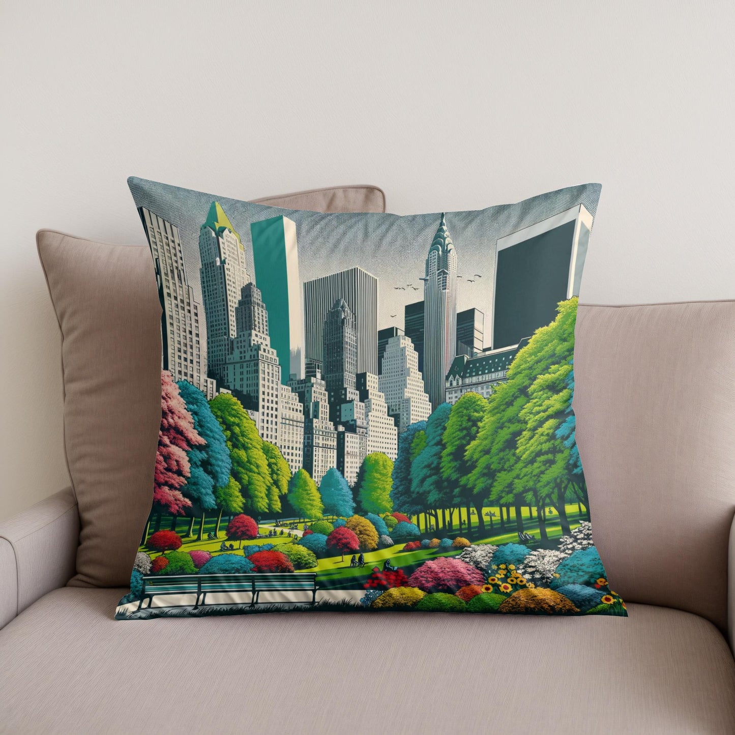 60s Urban Park Pop Cotton Cushion