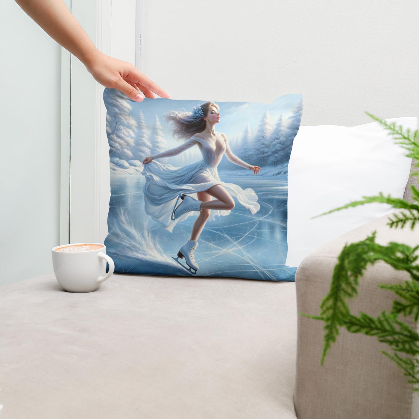 Elegant Ice Skater Cotton Cushion