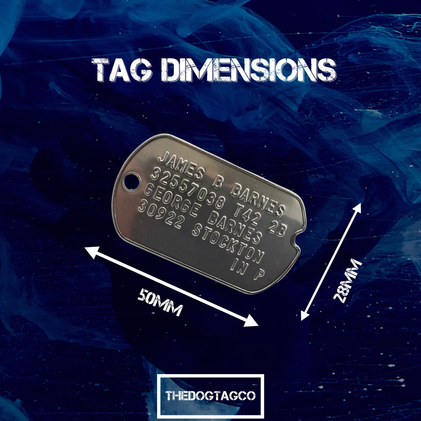 James 'Bucky' Barnes WWII Style Military Dog Tags Prop Replica - Notched pre 1965 WW2 - Stainless Steel - Chain Included