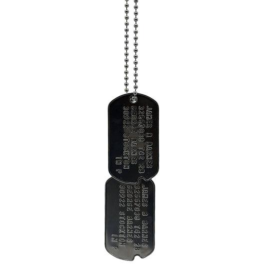 James 'Bucky' Barnes WWII Style Military Dog Tags Prop Replica - Notched pre 1965 WW2 - Stainless Steel - Chain Included