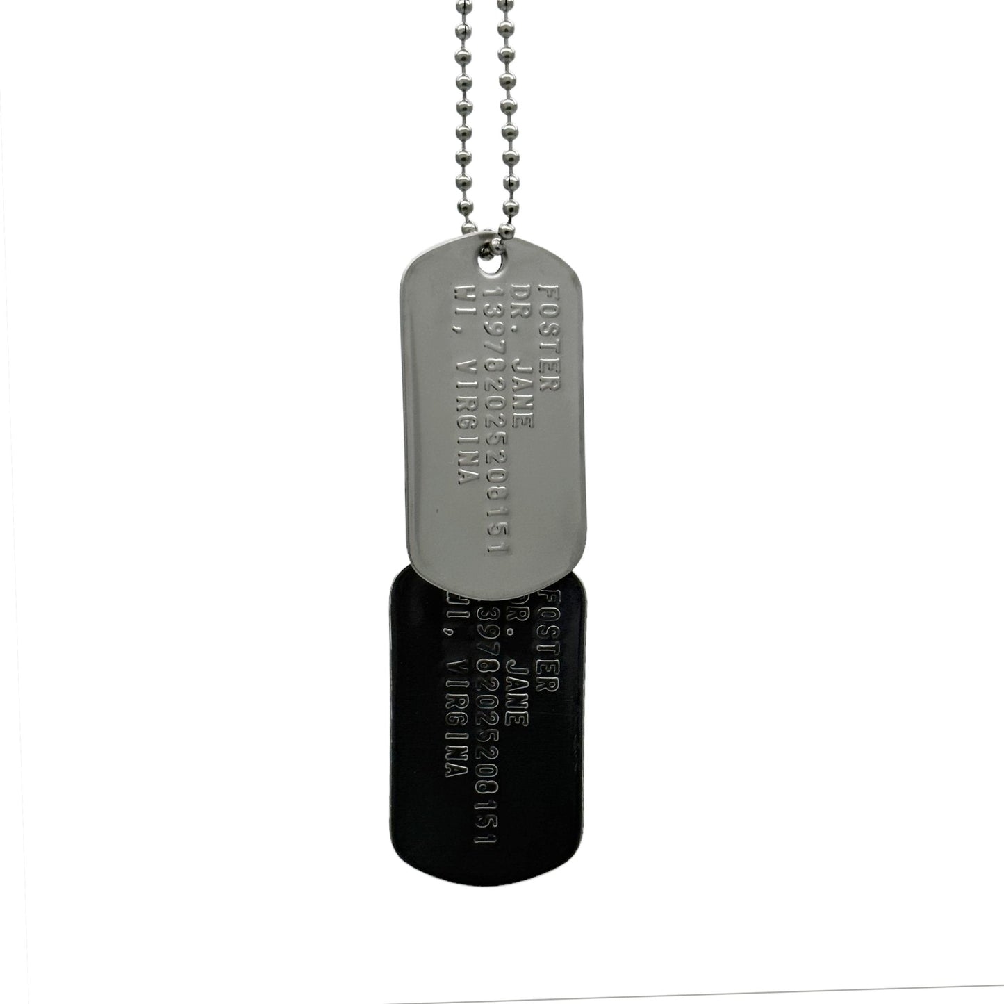 'JANE FOSTER' Dog Tags - Costume Cosplay Prop Replica Military - Stainless Steel Chains Included