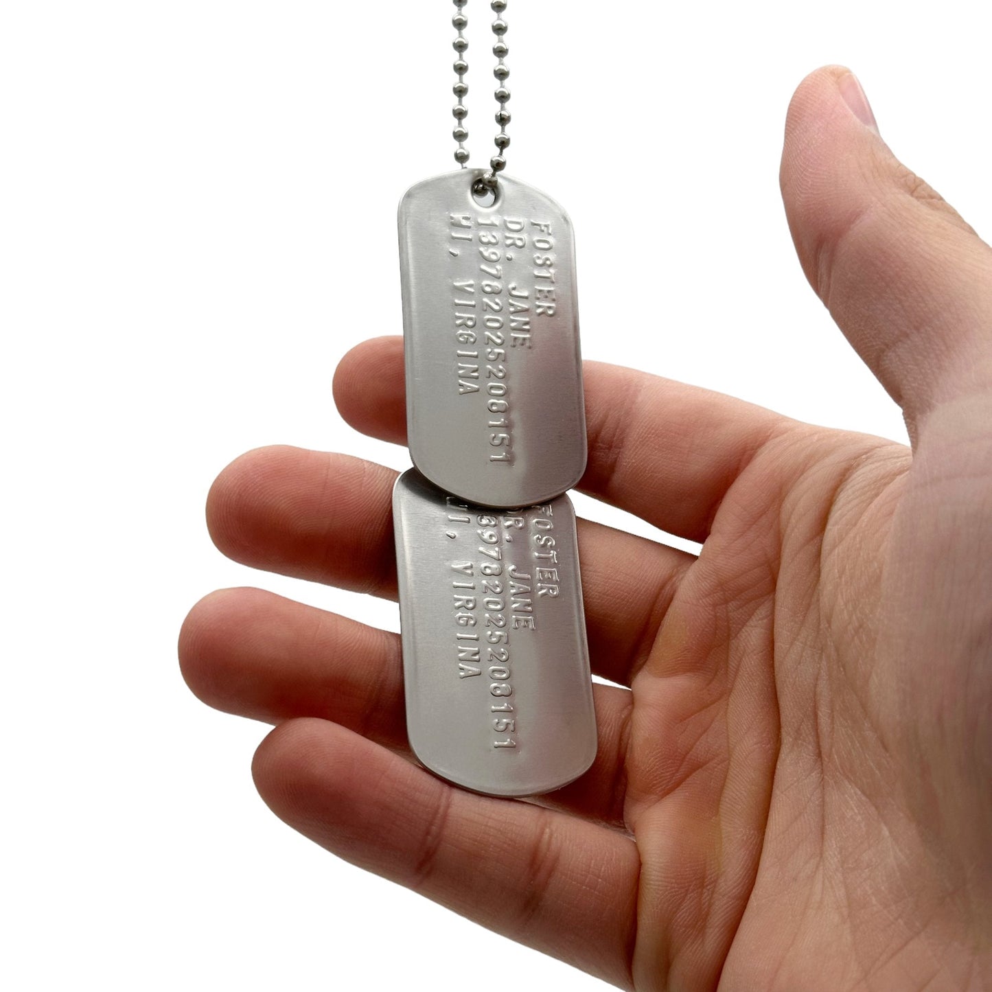 'JANE FOSTER' Dog Tags - Costume Cosplay Prop Replica Military - Stainless Steel Chains Included