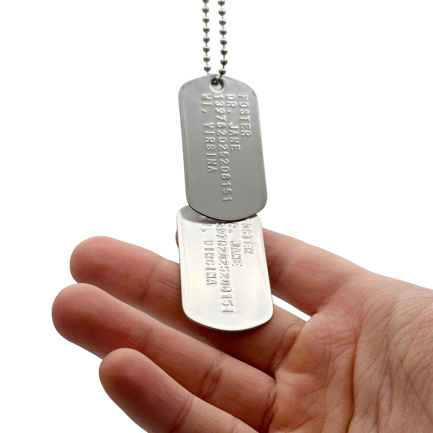 'JANE FOSTER' Dog Tags - Costume Cosplay Prop Replica Military - Stainless Steel Chains Included