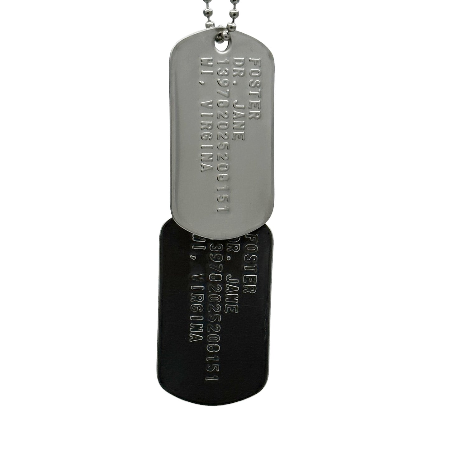 'JANE FOSTER' Dog Tags - Costume Cosplay Prop Replica Military - Stainless Steel Chains Included