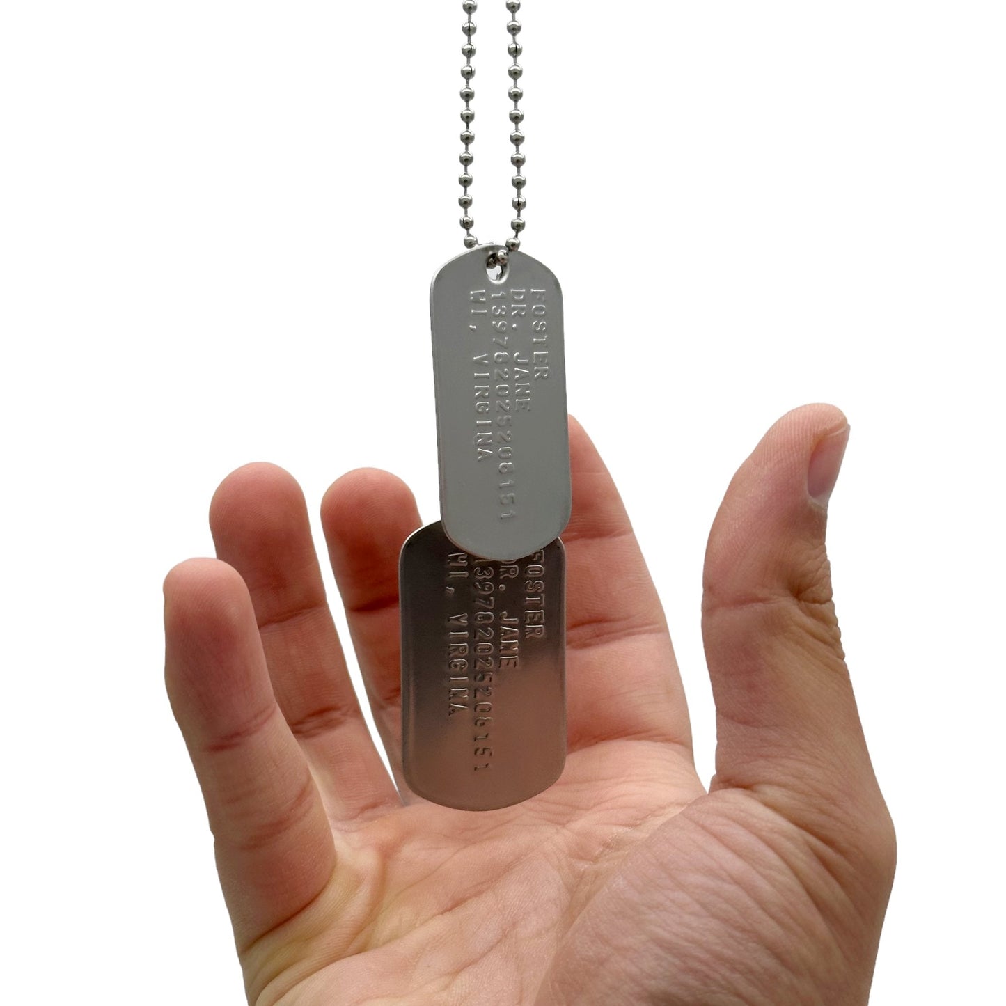 'JANE FOSTER' Dog Tags - Costume Cosplay Prop Replica Military - Stainless Steel Chains Included
