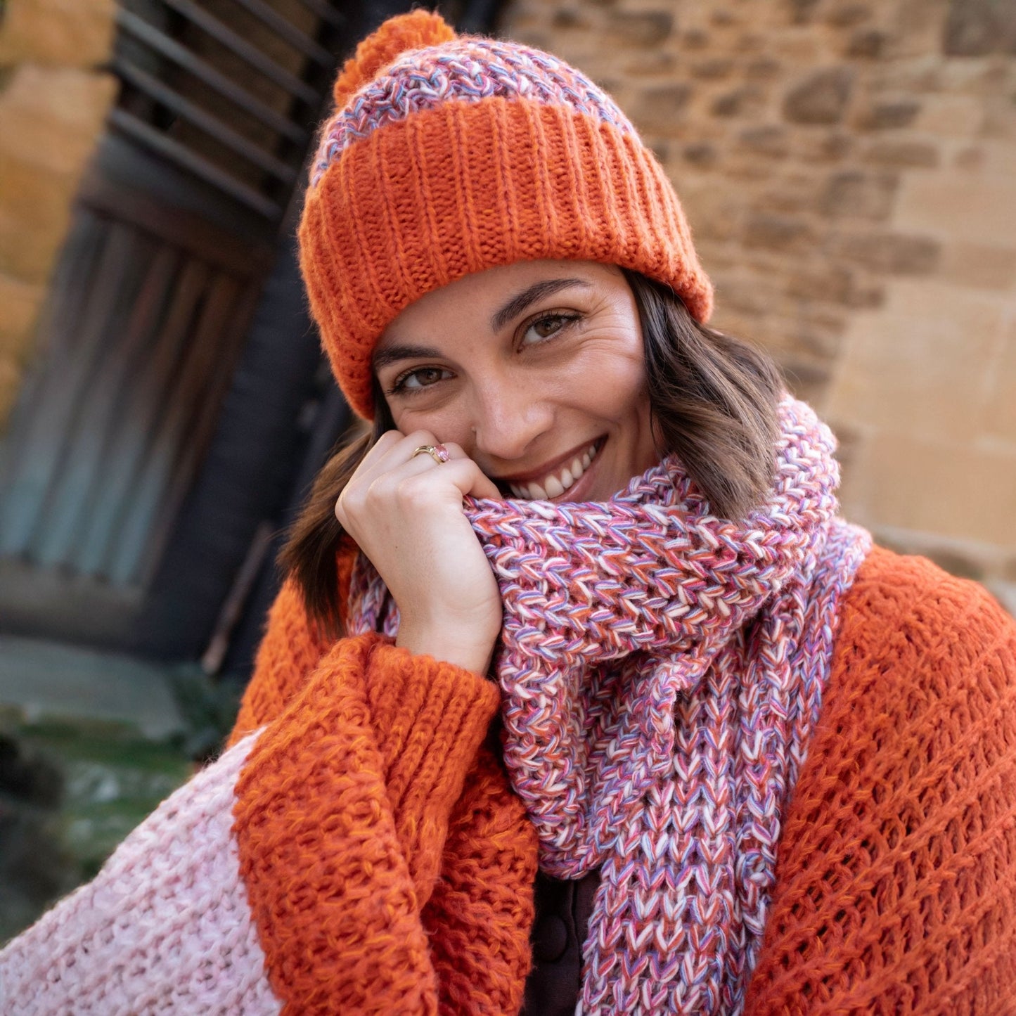 Janie Oversized Chunky Stripe Cardigan - Orange