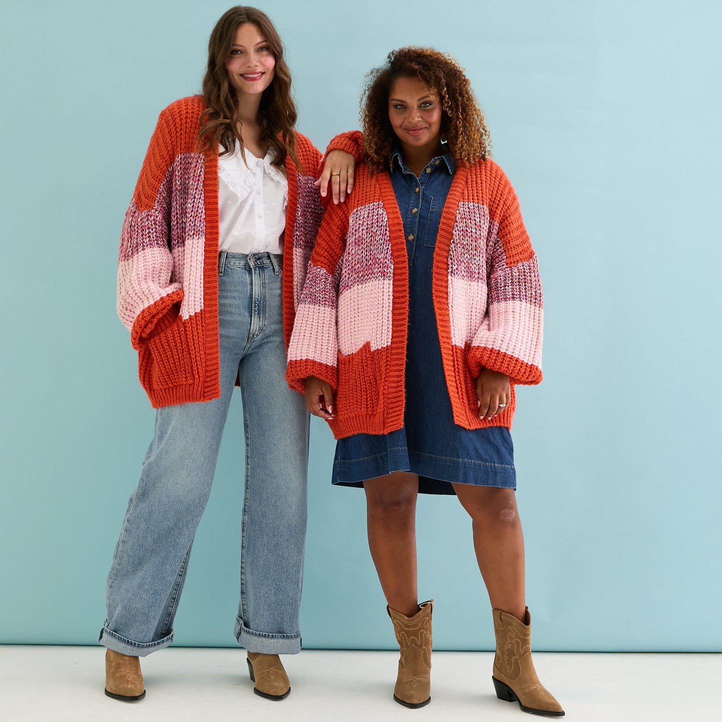 Janie Oversized Chunky Stripe Cardigan - Orange
