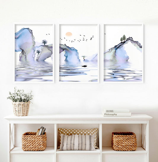 Japanese wall mural | set of 3 framed wall art