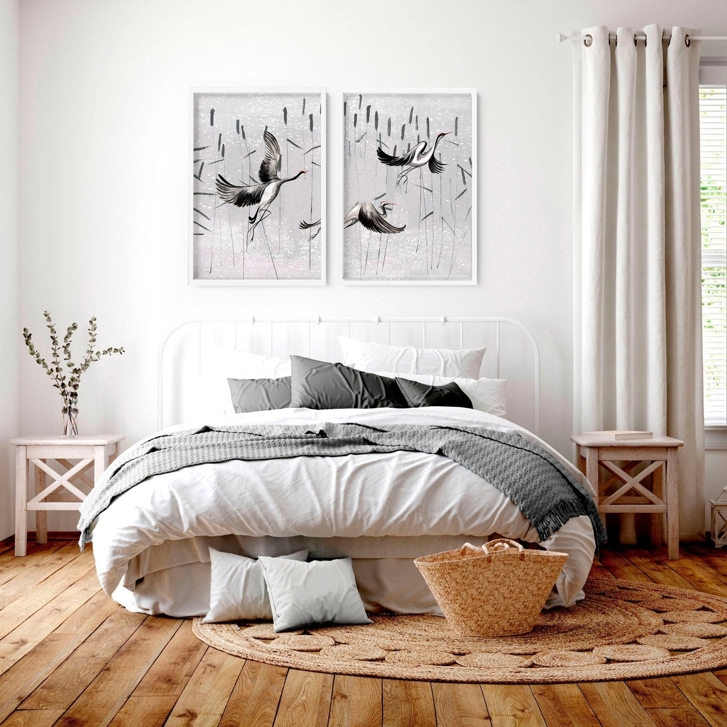 Art for bedrooms | set of 2 Japanese wall art prints