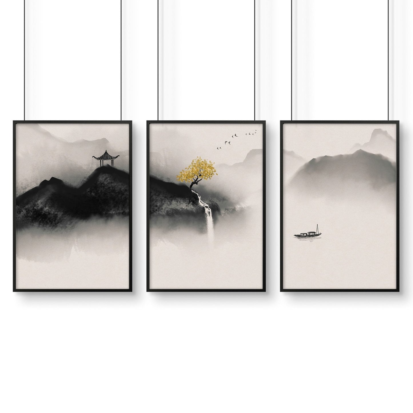Japanese wall hanging | set of 3 wall art prints