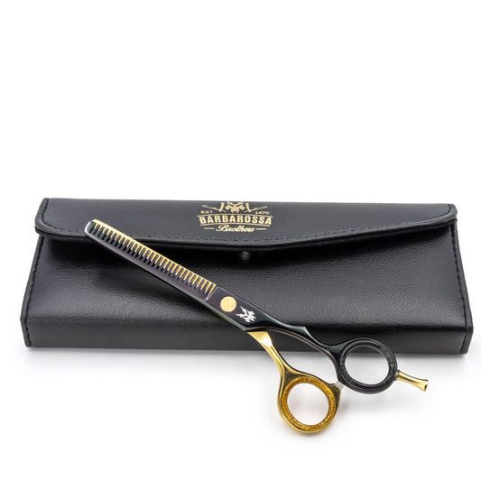Japanese Steel 6" Thinning Scissors - Matt Black & 24k Gold Plated