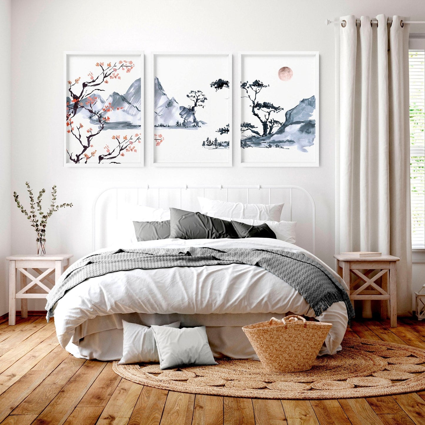 Japanese landscape painting | set of 3 Bedroom wall art