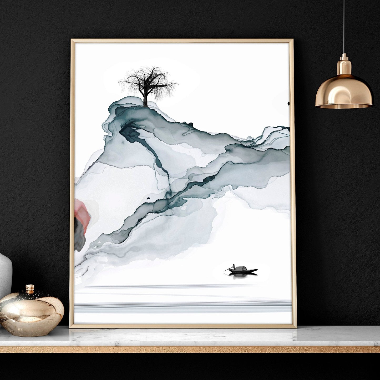 Landscape art sunset | set of 3 framed wall art