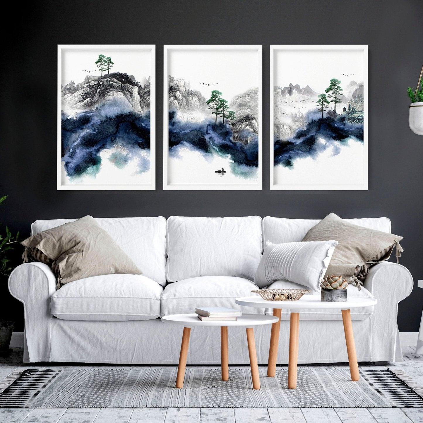 Wall picture for living room | set of 3 Japanese art prints