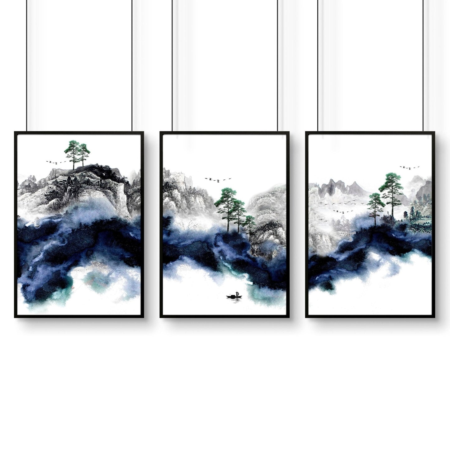 Wall picture for living room | set of 3 Japanese art prints