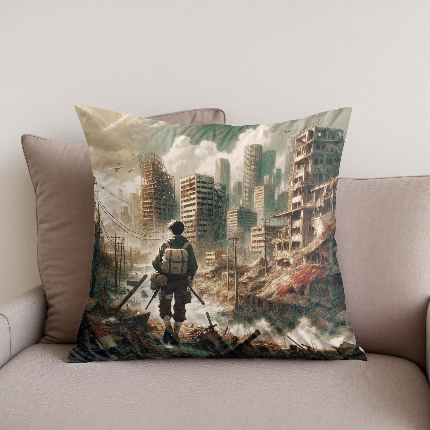 Resilience Amidst Ruins Cotton Cushion