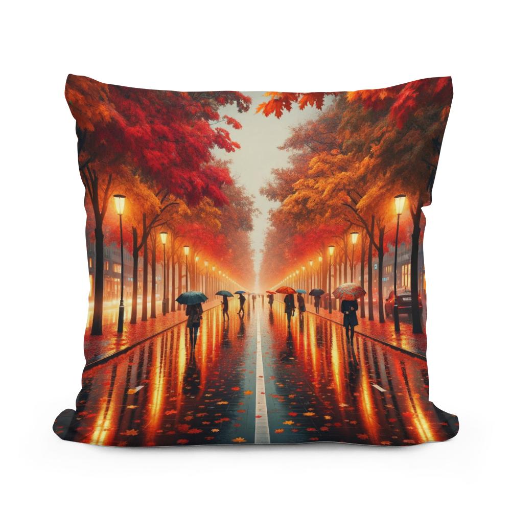 Autumn Rain Reflections Cotton Cushion