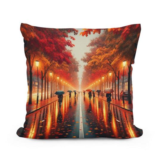Autumn Rain Reflections Cotton Cushion