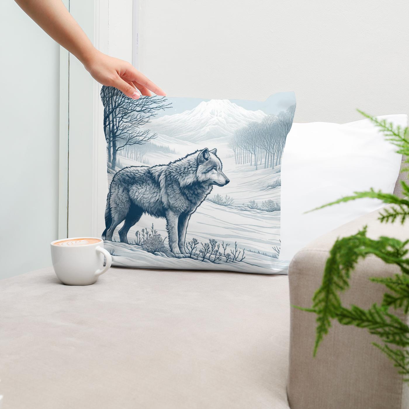 Winter Wolf Cotton Cushion