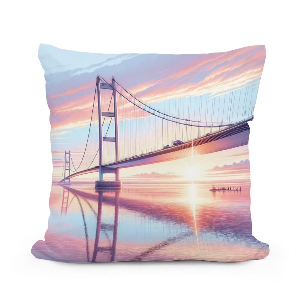 Sunrise at Humber Bridge Cotton Cushion