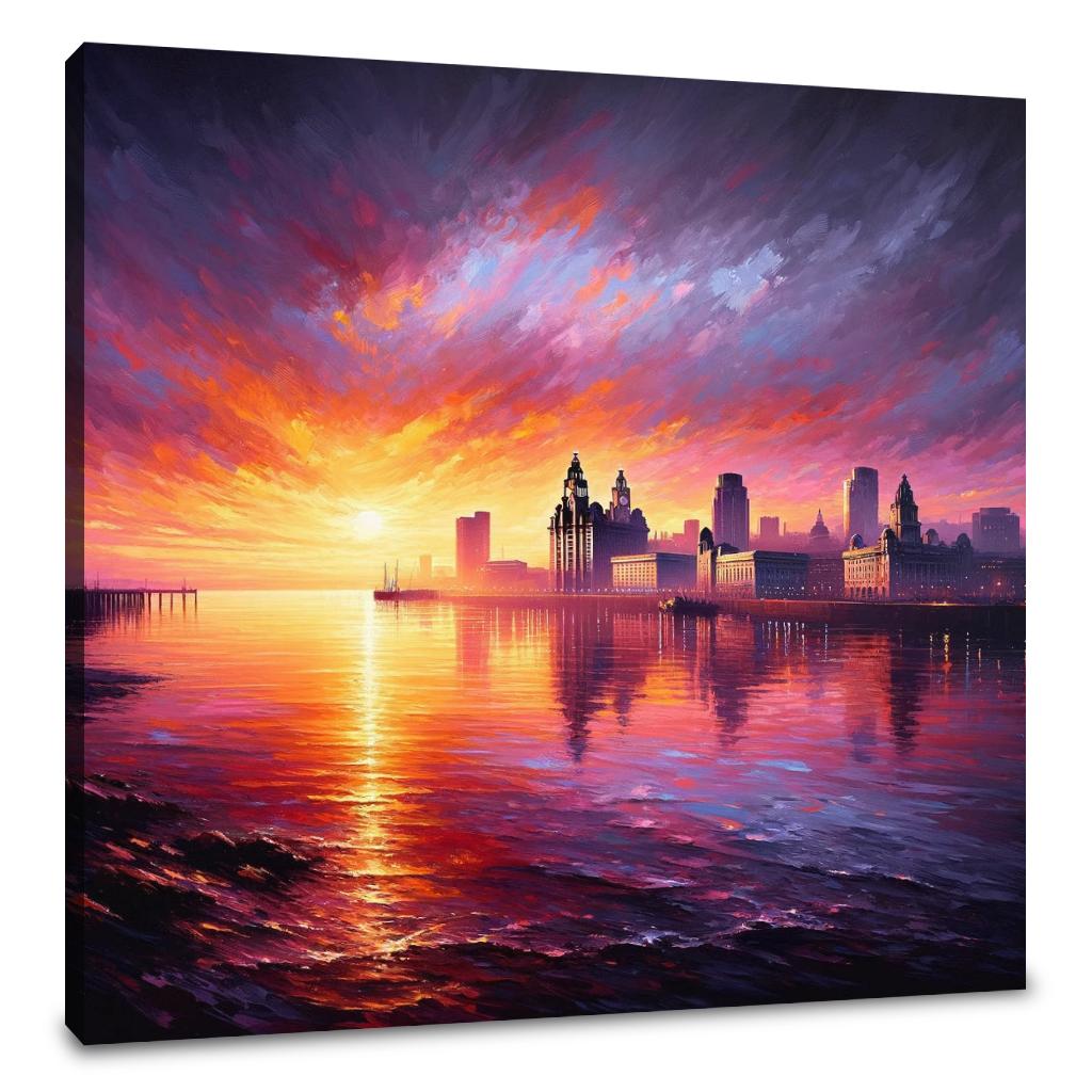 Liverpool Mersey Sunset Canvas