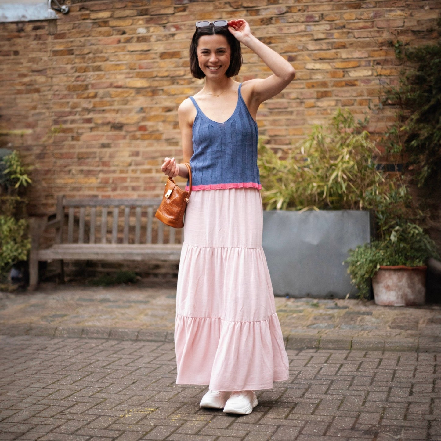 Jodie Ribbed Knitted Cami Vest - Denim