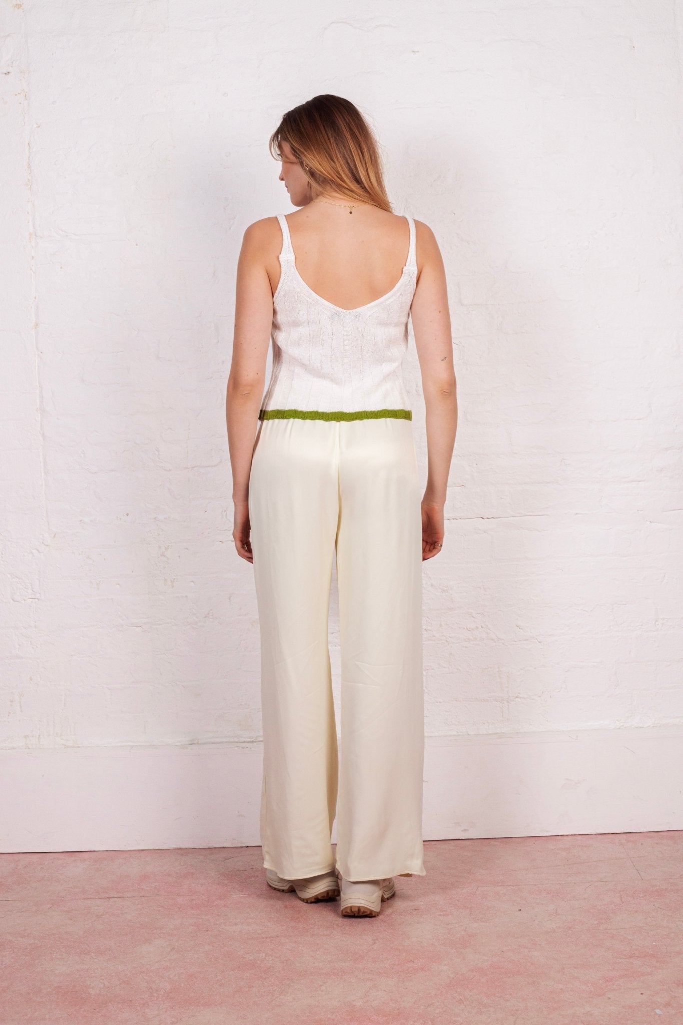 Jodie Ribbed Knitted Cami Vest - White