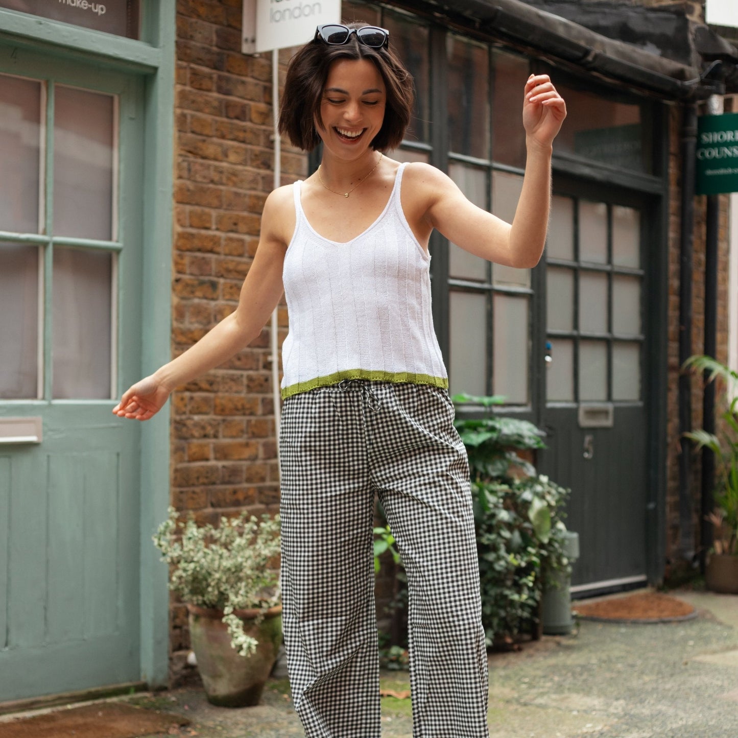 Jodie Ribbed Knitted Cami Vest - White