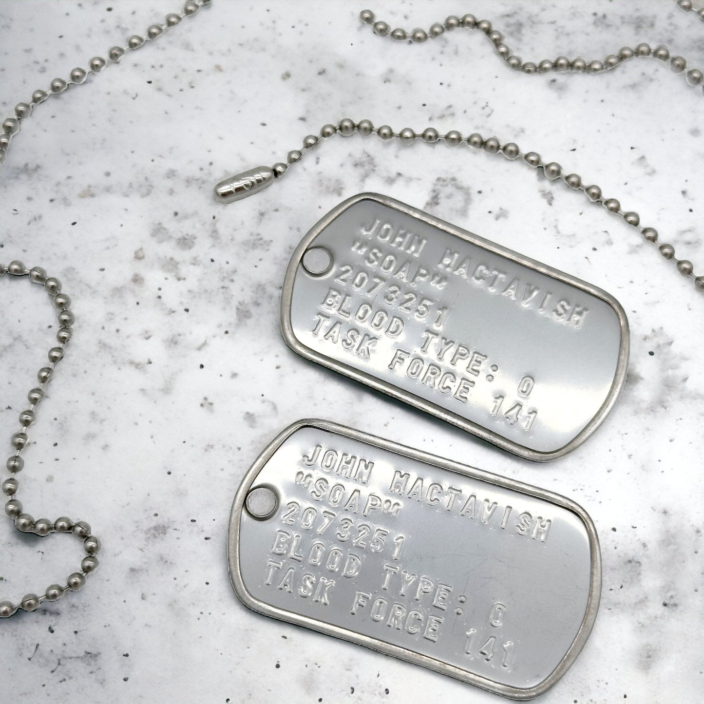 John 'Soap' MacTavish Military Dog Tag Set- Stainless Steel - Chains Included