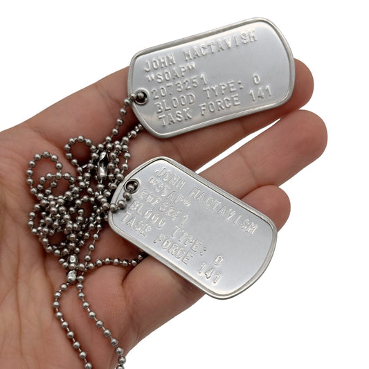 John 'Soap' MacTavish Military Dog Tag Set- Stainless Steel - Chains Included