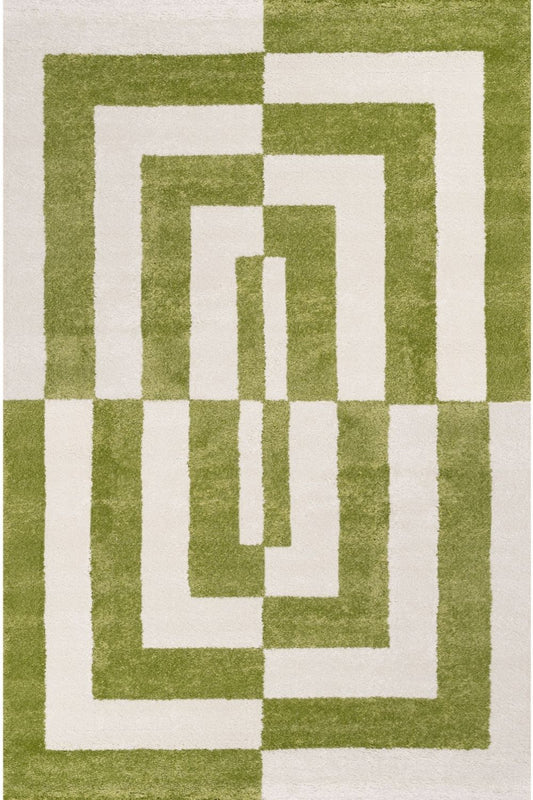 Joli Geometric Green & White Rug