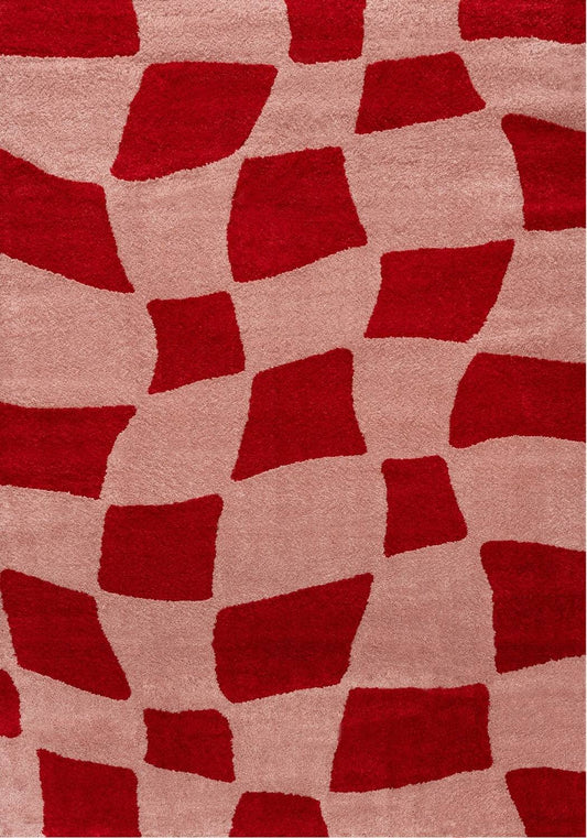 Joli Checkered Red & Pink Rug
