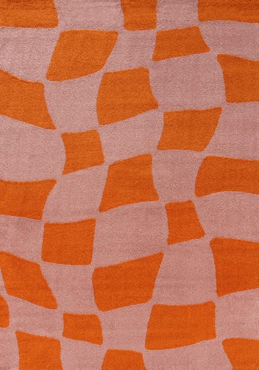 Joli Checkered Orange & Pink Rug