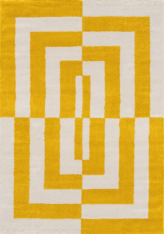Joli Geometric Yellow & White Rug