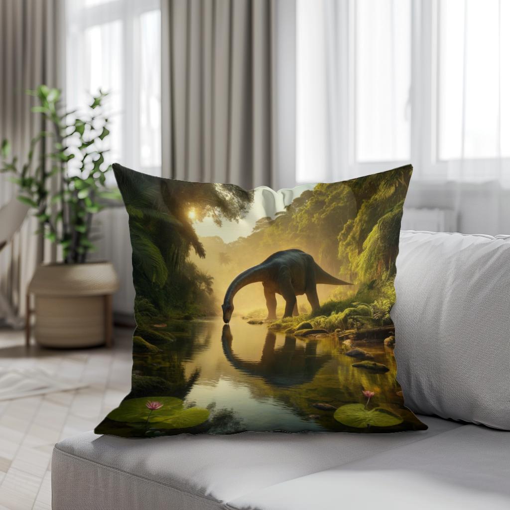 Golden Hour Brachiosaurus Cotton Cushion