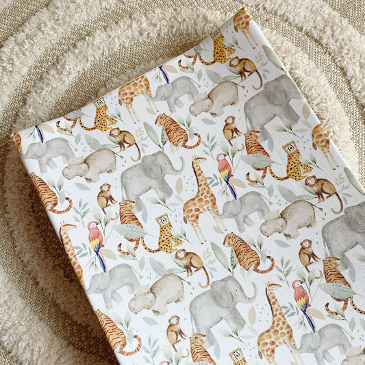 Anti-Roll Wedge Baby Changing Mat - Jungle Animals print