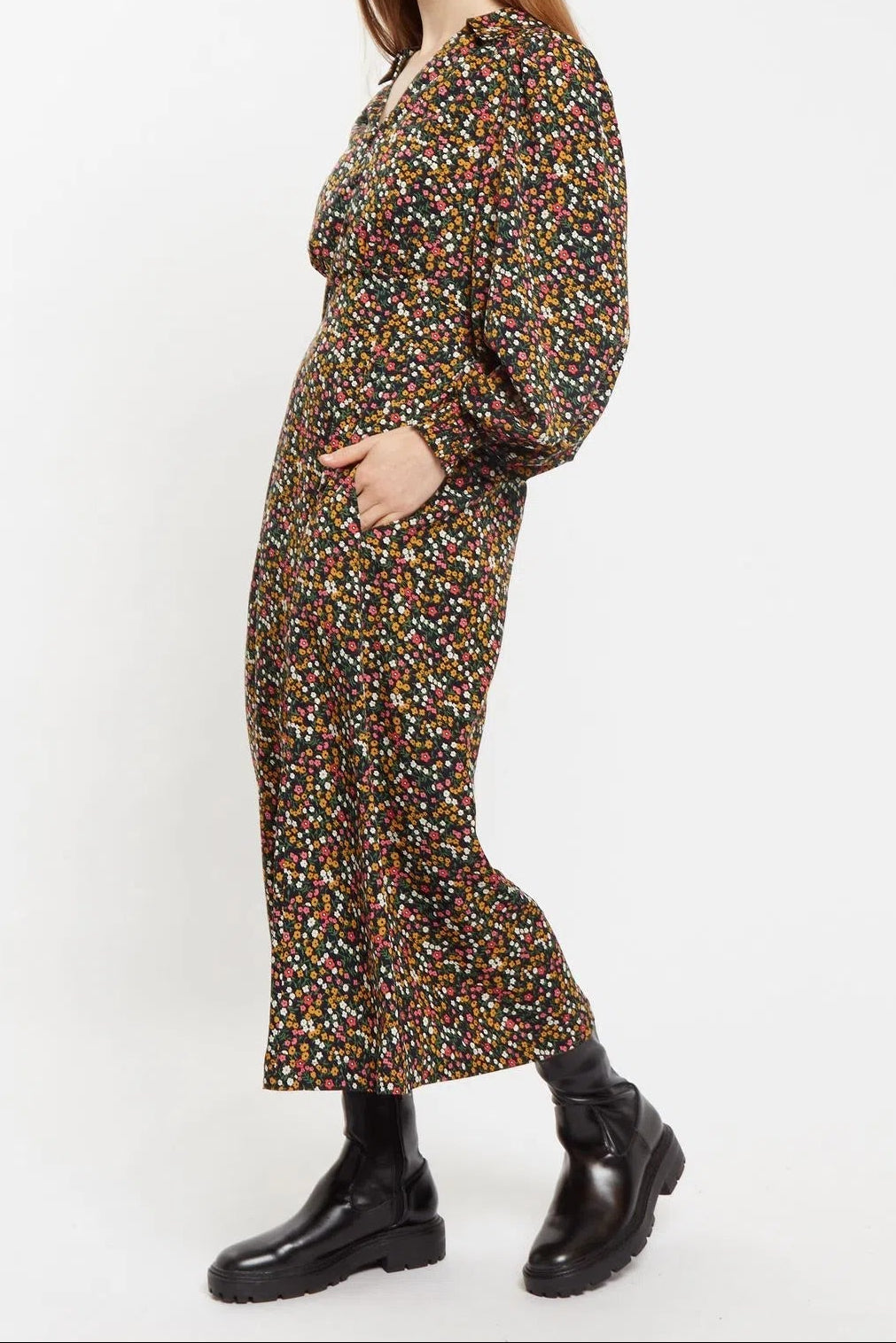 Louche Jussi Dippy Ditsy Print Midi Shirt Dress
