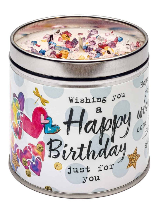Just Because Happy Birthday Candle - Classic Cotton Gift Tin