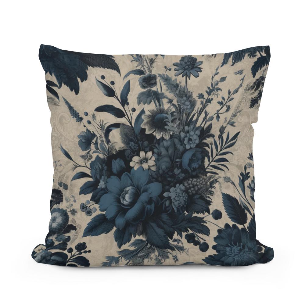 Vintage Navy Botanicals Cotton Cushion