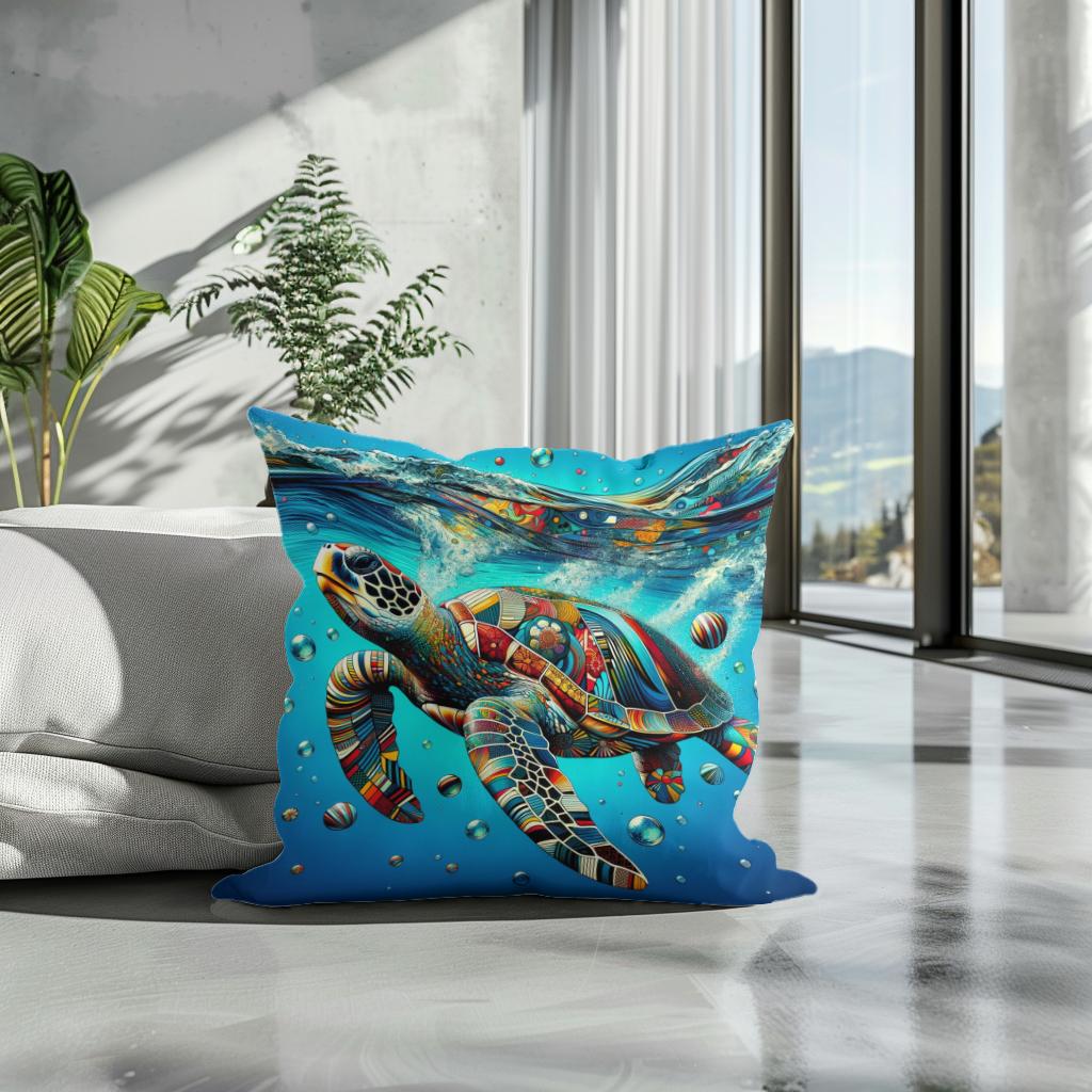 Pop Sea Turtles Cotton Cushion