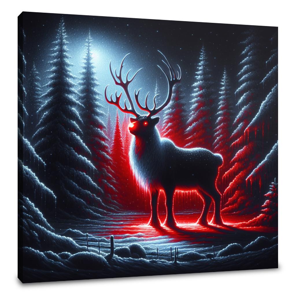 Reindeer's Radiance Nightfall Canvas